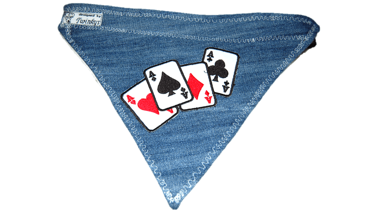 Halstuch XL Jeans mit Spielkarten Patch
